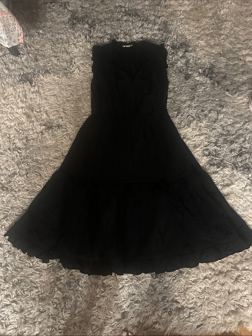 kate spade Black Sleeveless Midi Dress with Tiered Skirt
